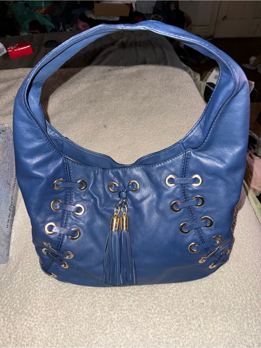 Michael Kors Astor Leather hobo bag in navy blue leather